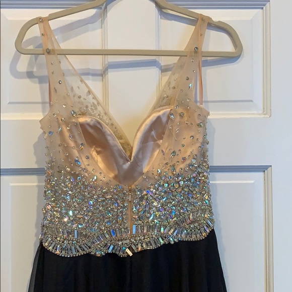 Dave & Johnny black gown with crystal detail. 9/10 - Picture 4 of 6